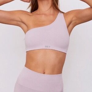 Set Active Sugar Purple One Shoulder‎ Seamless Sports Bra - Medium